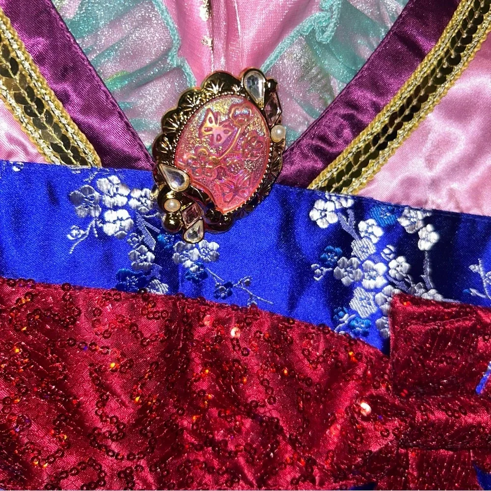 Disney Parks Princess Mulan Pink floral sequins costume kids Dress size 9/10